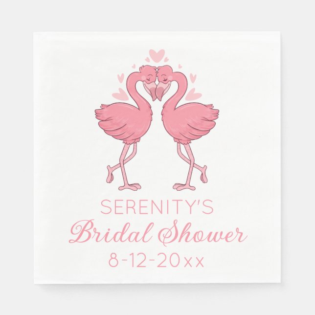 Cute Pink Flamingos Tropical Beach Bridal Shower Pappersservett (Framsidan)