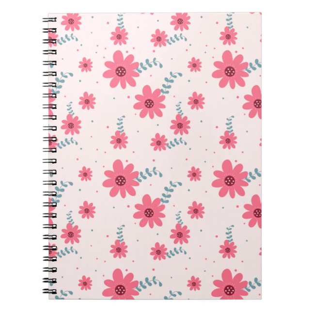 Cute Pink Floral Pattern | Daisy Flower Aesthetic  Anteckningsbok (Framsidan)