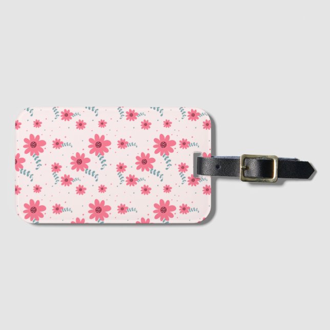 Cute Pink Floral Pattern | Daisy Flower Aesthetic  Bagagebricka (Framsida horisontal)