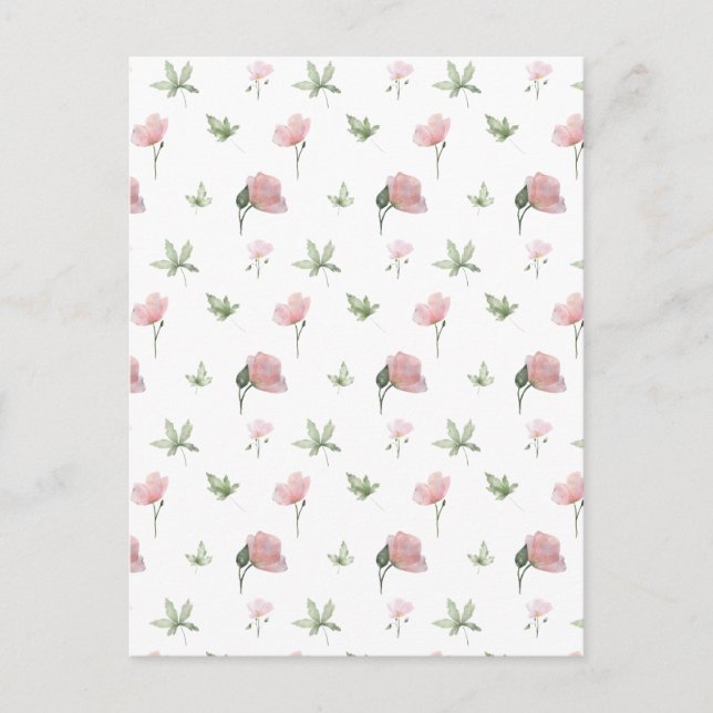 Cute Pink Flowers Spring Floral Card. Vykort (Framsida)