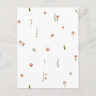 Cute Pink Flowers Spring Floral Card. Vykort
