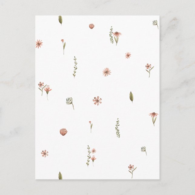 Cute Pink Flowers Spring Floral Card. Vykort (Framsida)