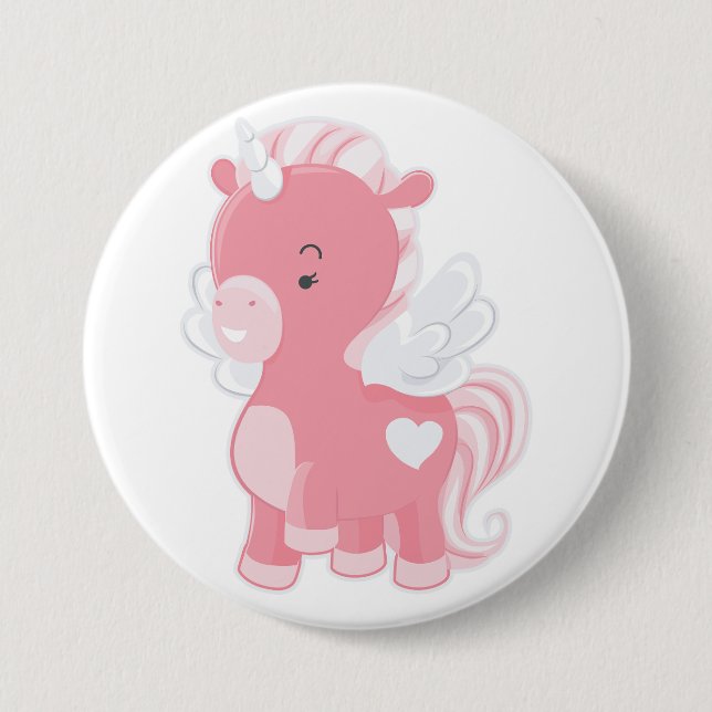 Cute Pink Flying Unicorn Pegacorn Knapp (Framsida)