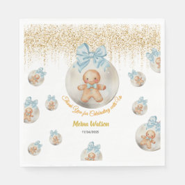 Cute Pink Gingerbread boy in Christmas Bauble Pappersservett