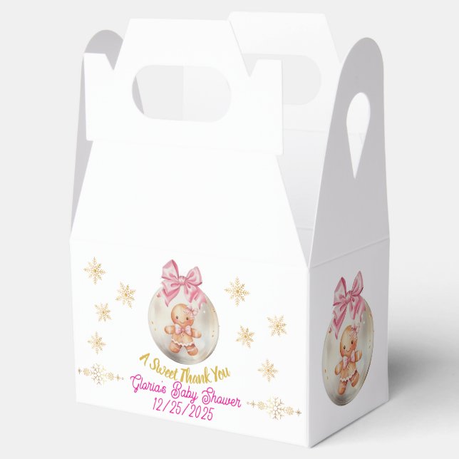 Cute Pink Gingerbread Girl Bauble Baby Shower Presentaskar (Öppnad)