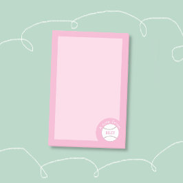 Cute Pink Girly Baseball Notes Post-it Block