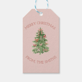 Cute Pink Girly Christmas Tree Gift Stickers Presentetikett