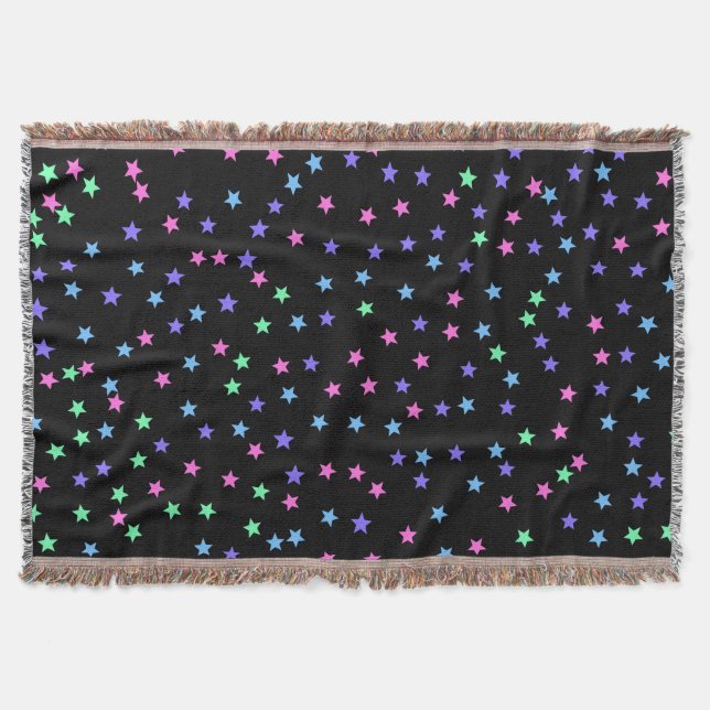 Cute Pink Green Blue Purple Stars Pattern Filt (Framsidan)