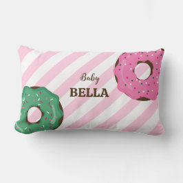 Cute Pink & Green Donut Baby Throw Pillow Lumbarkudde