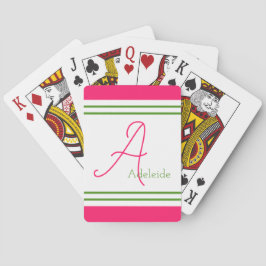 Cute Pink & Green Stripes Personalized Casinokort