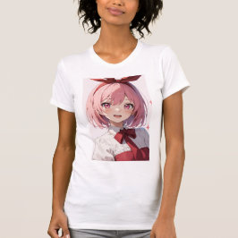 Cute Pink-Haired Anime Girl Illustration T Shirt