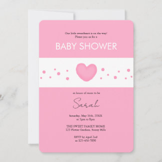 Cute Pink Heart Baby Shower Invitation Inbjudningar