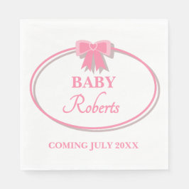 Cute Pink Heart Girl Baby Shower Pappersservett
