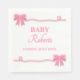 Cute Pink Heart Girl Baby Shower Pappersservett