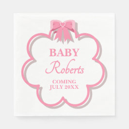 Cute Pink Heart Girl Baby Shower Pappersservett