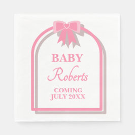 Cute Pink Heart Girl Baby Shower Pappersservett