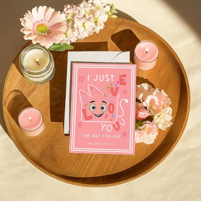 Cute Pink Heart Love Bunny Valentine’s Day Card Anteckningskort (Skapare uppladdad)