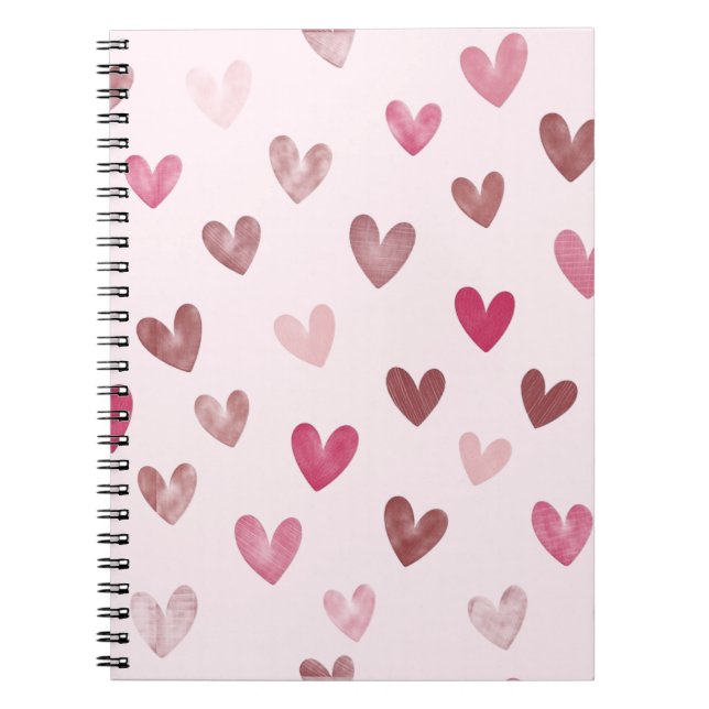 Cute Pink Heart Pattern – Romantic &Stylish Design Anteckningsbok (Framsidan)