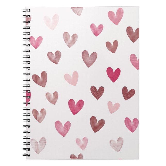 Cute Pink Heart Pattern – Romantic &Stylish Design Anteckningsbok (Framsidan)