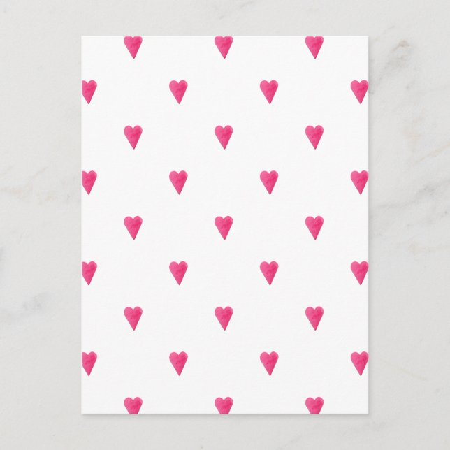 Cute Pink Hearts Love Card. Vykort (Framsida)