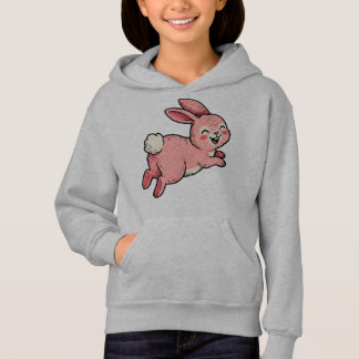 Cute Pink Hopping Bunny Rabbit Kids Hoodie T Shirt