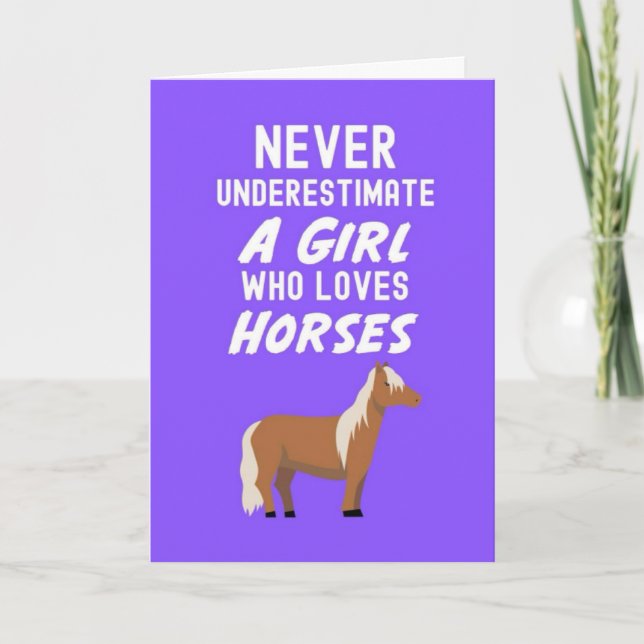Cute Pink Horse Cards For Baby Girls Kids Lover Kort (Framsida)