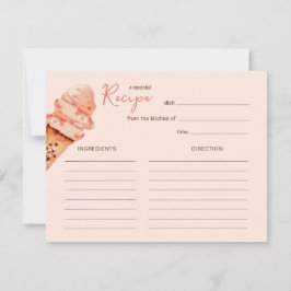 Cute Pink Ice cream party Recipe card Anteckningskort
