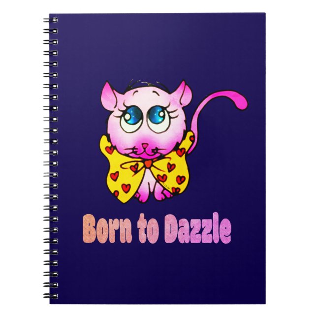 Cute Pink Kitty - Born to Dazzle Art Anteckningsbok (Framsidan)