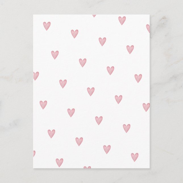 Cute Pink Little Hearts Love Card. Vykort (Framsida)