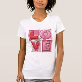 Cute Pink LOVE Balloon Typography Valentine Art T Shirt