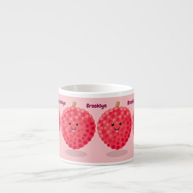 Cute pink lychee cartoon illustration espressomugg (Framsidan)