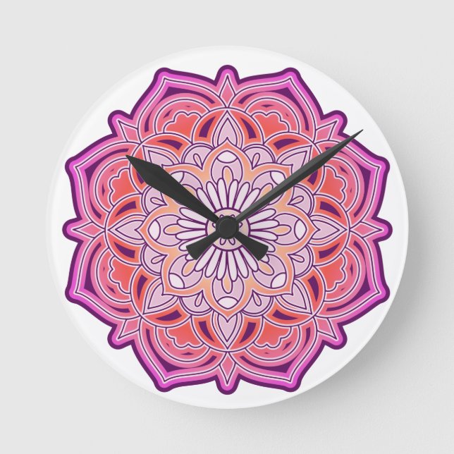 Cute Pink Mandala    Rund Klocka (Framsida)