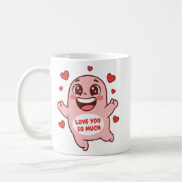 Cute Pink Monster Love You So Much Art Kaffemugg