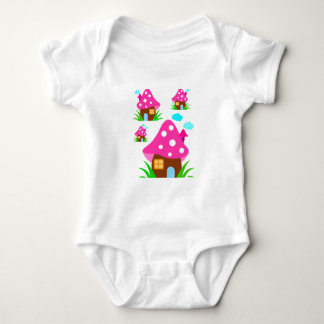 Cute Pink Mushroom House and Clouds  Baby Blanket T Shirt