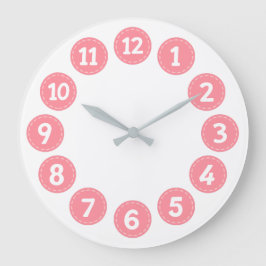 Cute Pink Numbers Stor Klocka