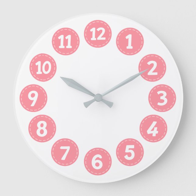 Cute Pink Numbers Stor Klocka (Framsida)