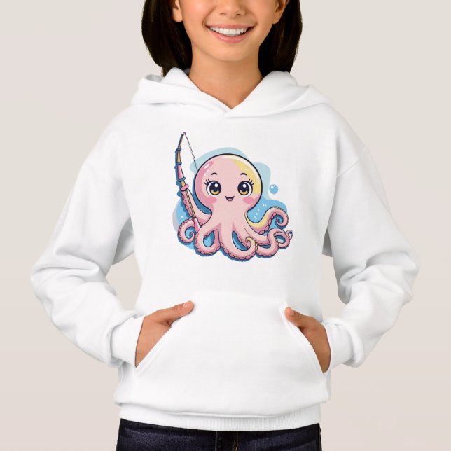Cute Pink Octopus – Kids’ Hoodie T Shirt (Framsida)