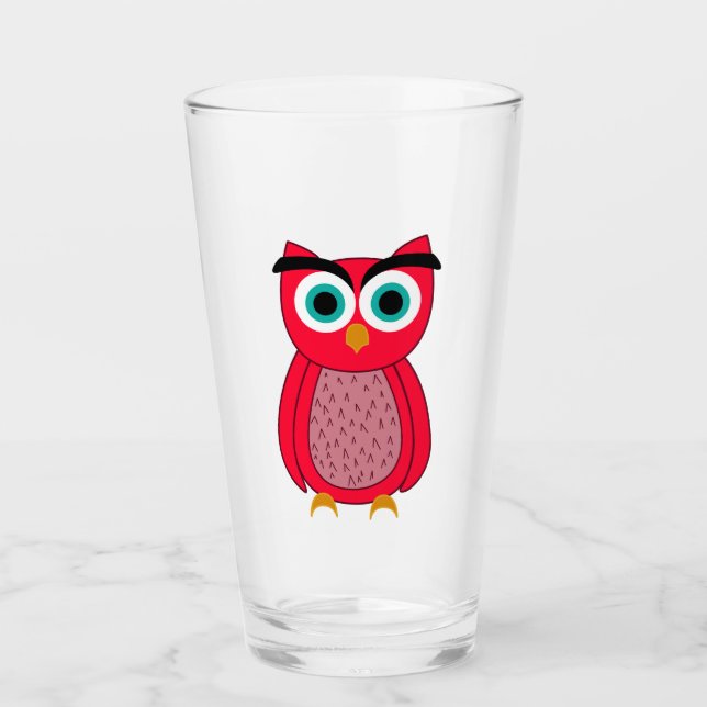Cute Pink Owl Glaskopp (Framsida)