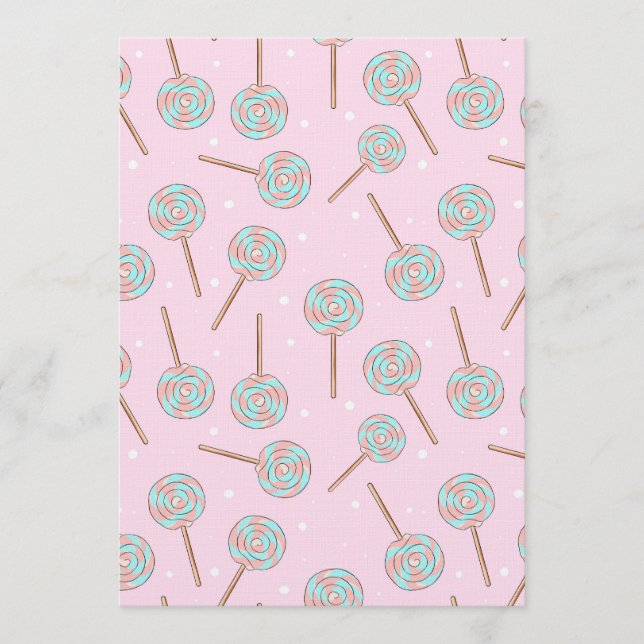 Cute Pink Pastel Lollipop Seamless Pattern Inbjudningar (Framsida)