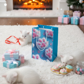 Cute Pink Paw Print Gift Bag