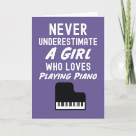 Cute Pink Pianist Cards For Girls Kid Piano Player Kort