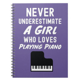 Cute Pink Pianist Gifts For Girl Kids Piano Player Anteckningsbok