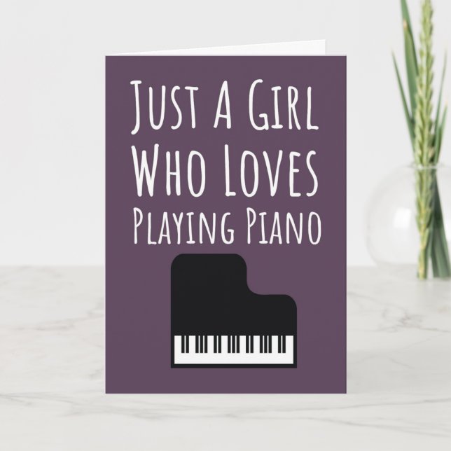 Cute Pink Piano Player Cards For Baby Girl Pianist Kort (Framsida)