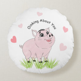 Cute pink pig for Valentine Rund Kudde