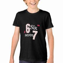 Cute Pink Plaid Numbers 6 7 Tee