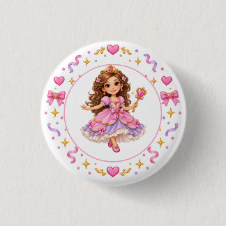 Cute Pink Princess Birthday Button. Knapp