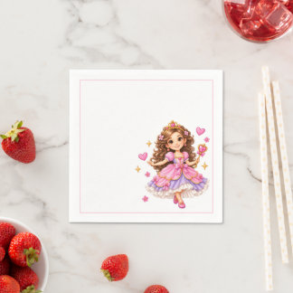 Cute Pink Princess Birthday Napkins Pappersservett
