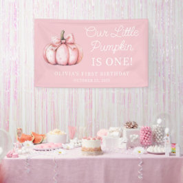 Cute Pink Pumpkin Girl Baby 1st Birthday