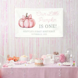 Cute Pink Pumpkin Girl Baby First Birthday