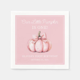 Cute Pink Pumpkin Girl Baby First Birthday Pappersservett